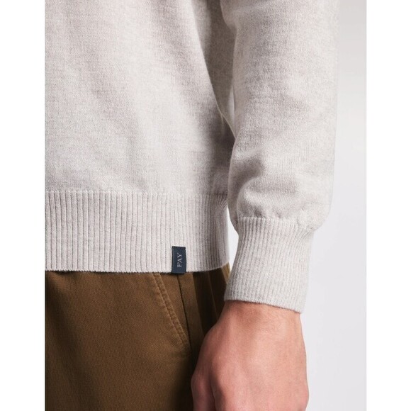Fay Classic Crew Neck Sweater In Soft Grey Wool - NWT - Picture 5 of 5